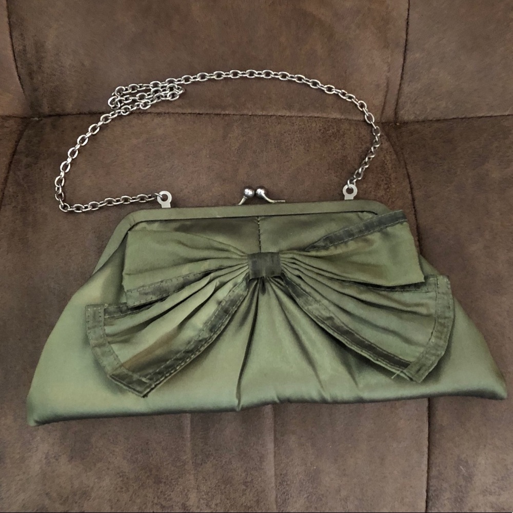 Vintage Olive Green Shoulder Crossbody Clutch - Picture 7 of 9